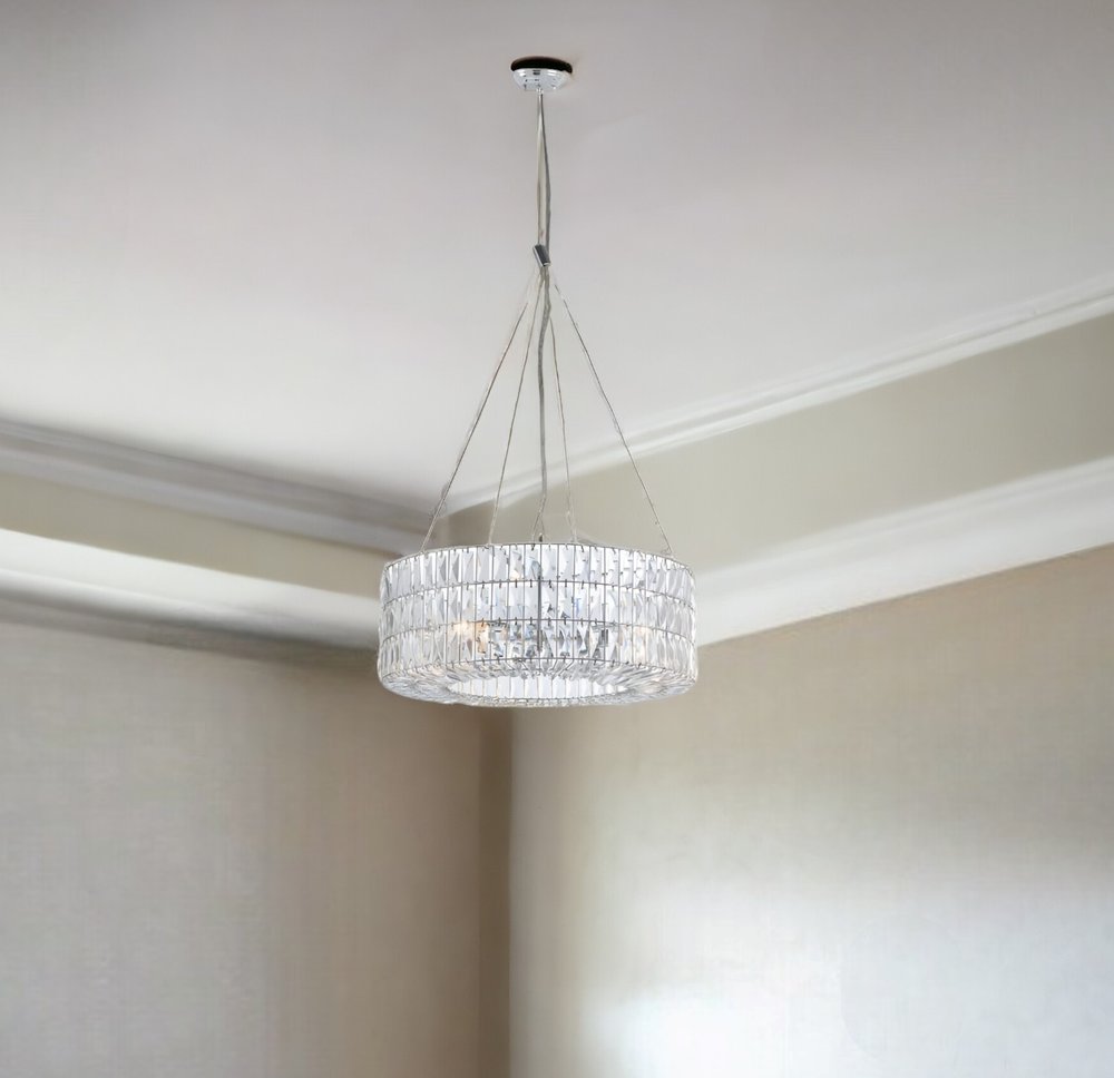 HomeRoots HomeRoots Silver Lantern Metal Chandelier With Silver Shades
