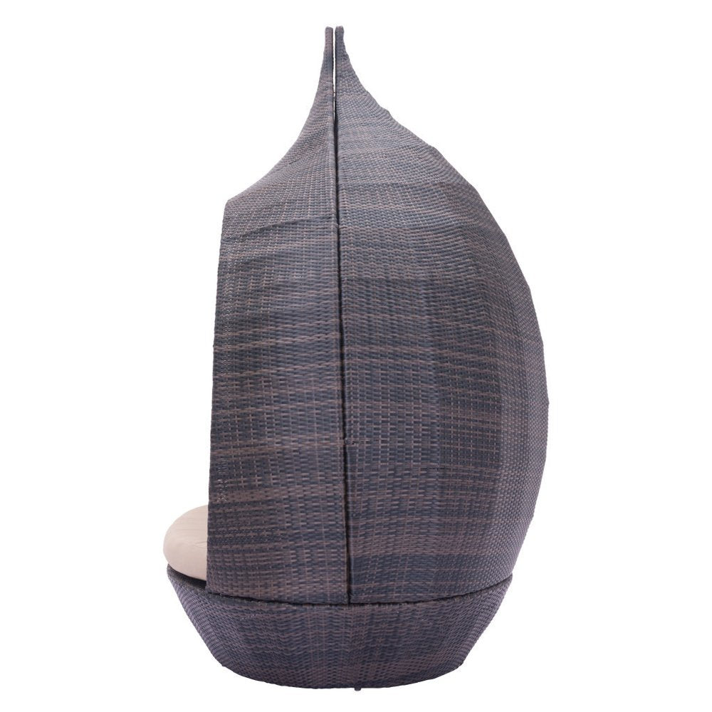 HomeRoots Teardrop Shaped Brown and Beige Daybed