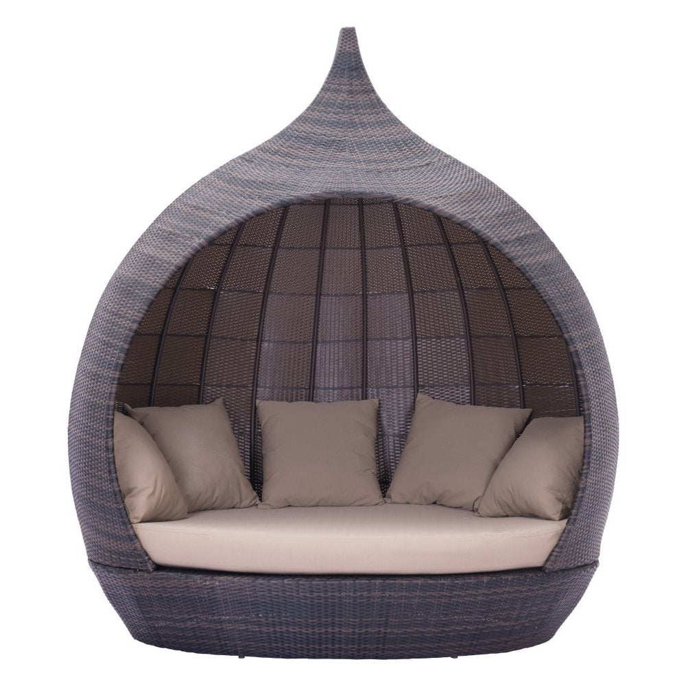 HomeRoots Teardrop Shaped Brown and Beige Daybed