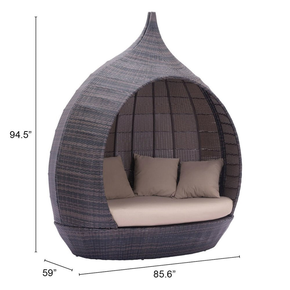 HomeRoots Teardrop Shaped Brown and Beige Daybed