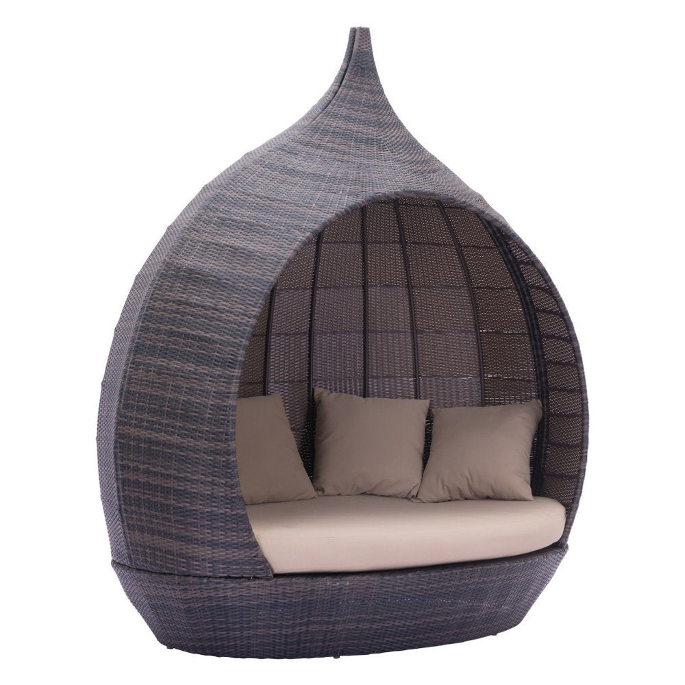 HomeRoots Teardrop Shaped Brown and Beige Daybed