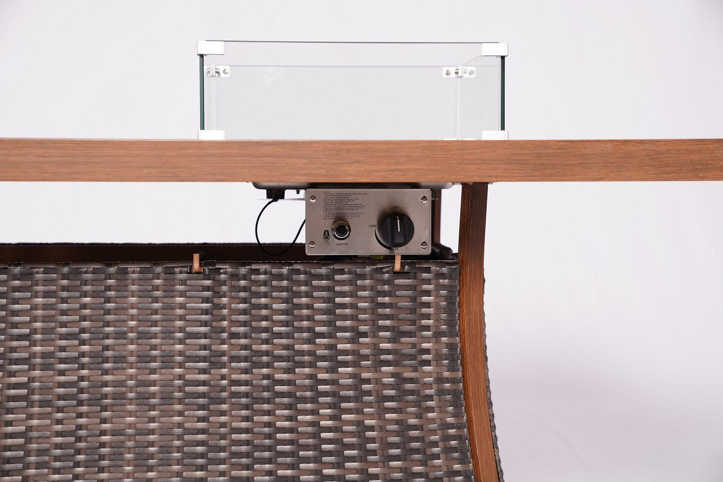 HomeRoots Brown Wicker Outdoor Gas Fire Pit Table with Ice Bucket