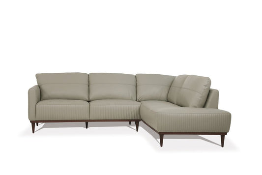 HomeRoots Light Green Leather L Shaped Two Piece Sofa and Chaise Sectional