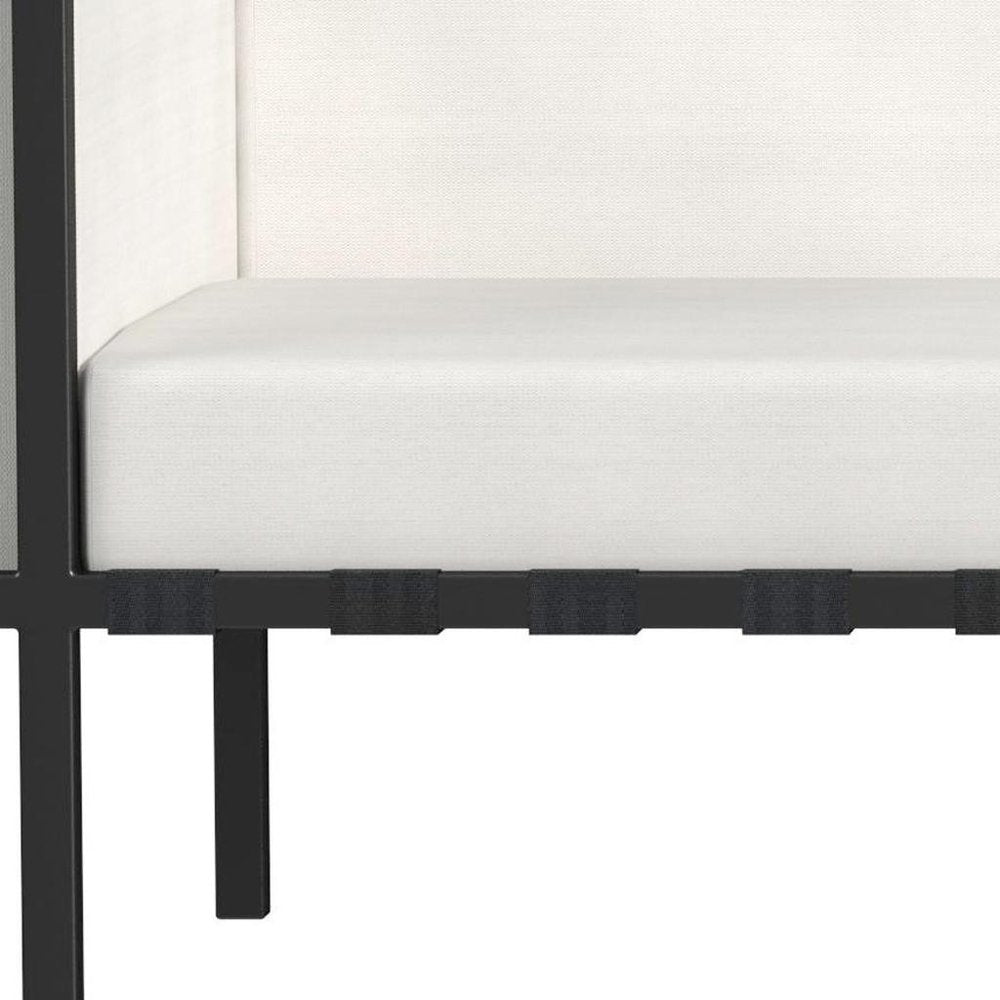 77" Black Iron and Cushions Patio Sofa