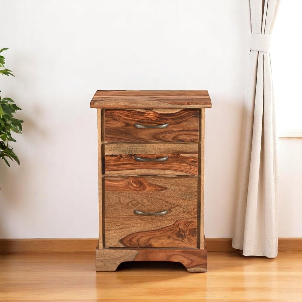 30" Natural Solid Wood Three Drawers Filing Cabinet