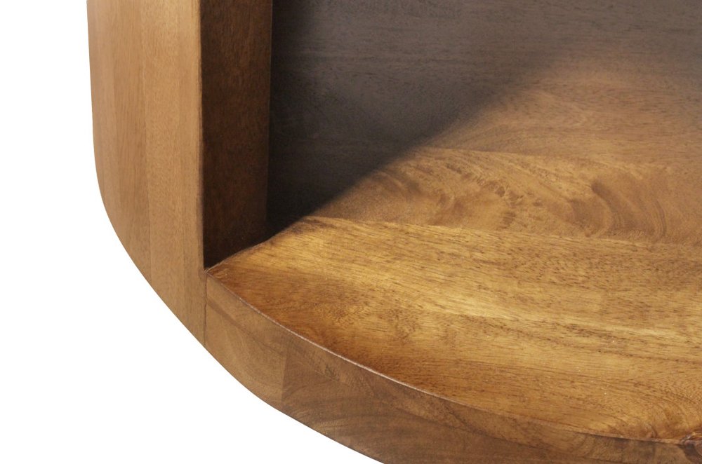 Set of Two Walnut Solid Wood Round Distressed Solid Nested Coffee Tables