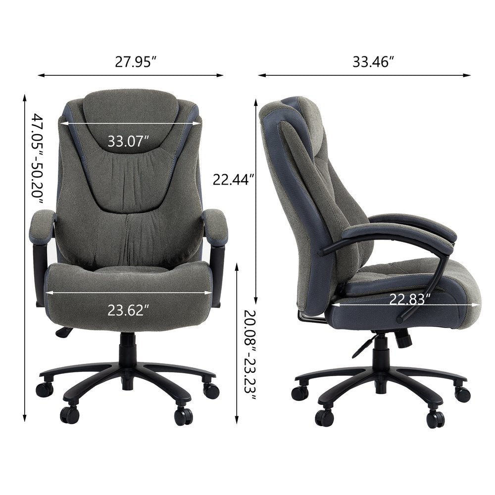 Set of Two Gray and Black Adjustable Height Swivel Rolling Executive Office Chair