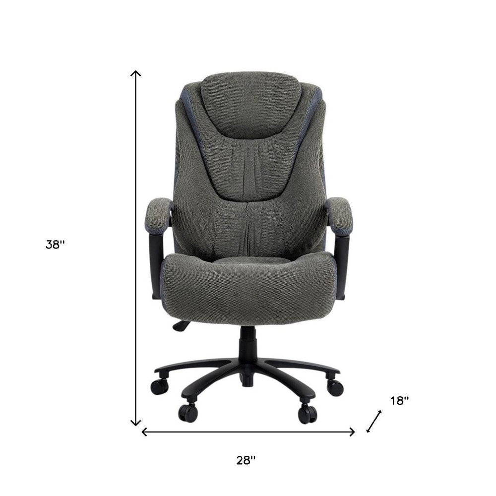 Set of Two Gray and Black Adjustable Height Swivel Rolling Executive Office Chair