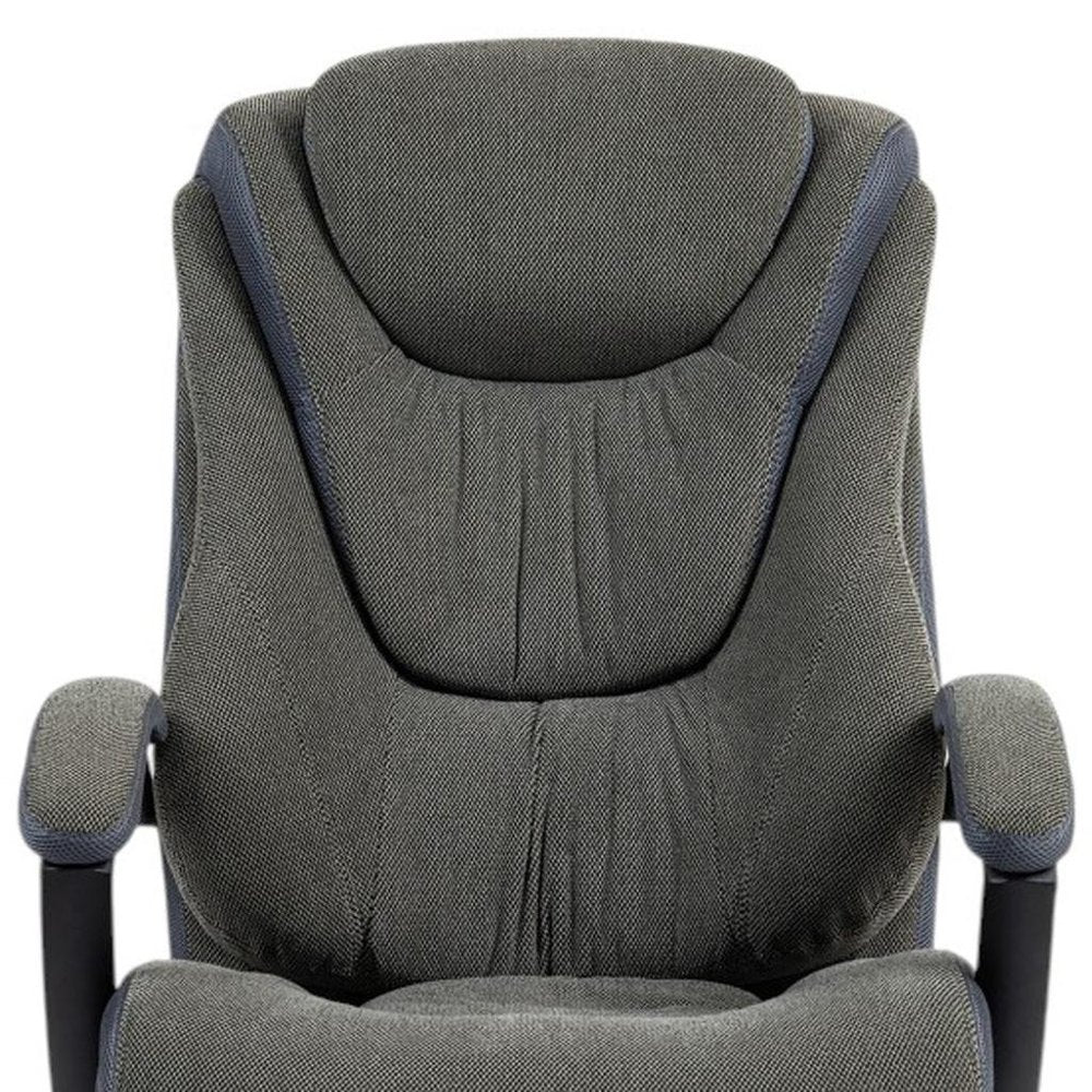 Set of Two Gray and Black Adjustable Height Swivel Rolling Executive Office Chair