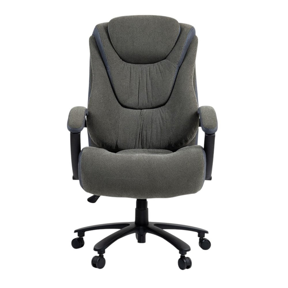 Set of Two Gray and Black Adjustable Height Swivel Rolling Executive Office Chair
