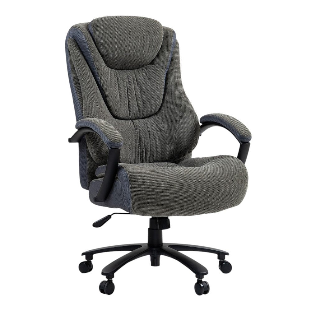 Set of Two Gray and Black Adjustable Height Swivel Rolling Executive Office Chair