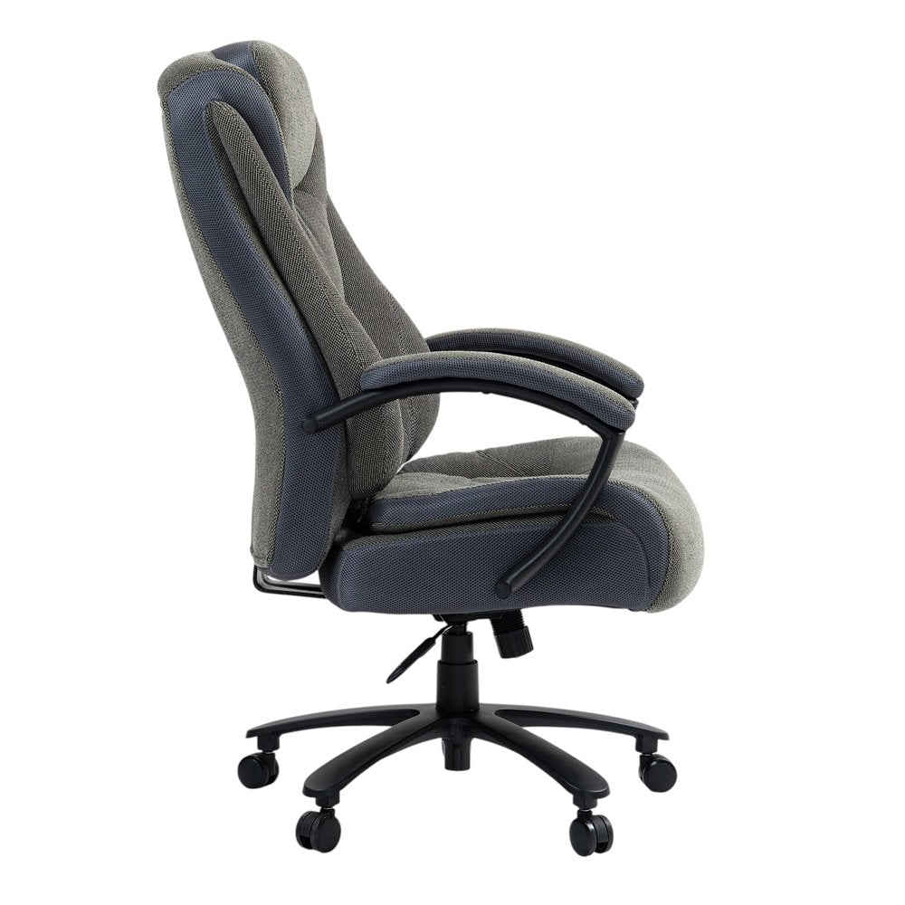 Set of Two Gray and Black Adjustable Height Swivel Rolling Executive Office Chair