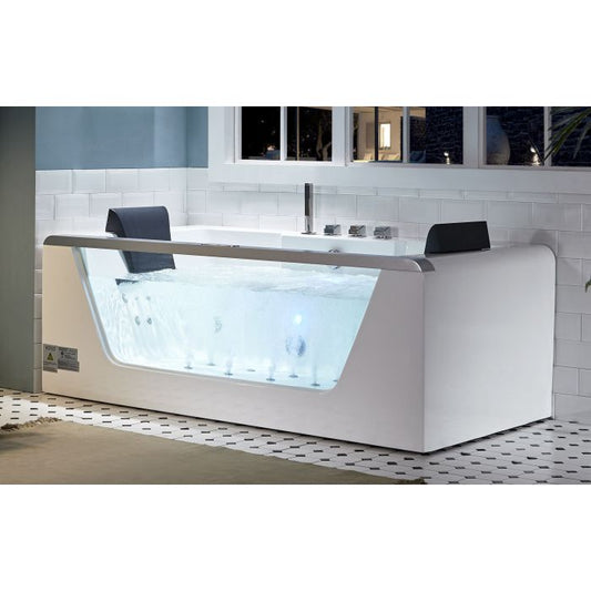 EAGO 6 ft Clear Rectangular Acrylic Whirlpool Bathtub for Two