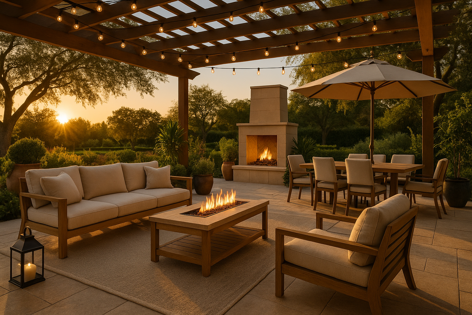 luxury welcoming outdoor patio area 